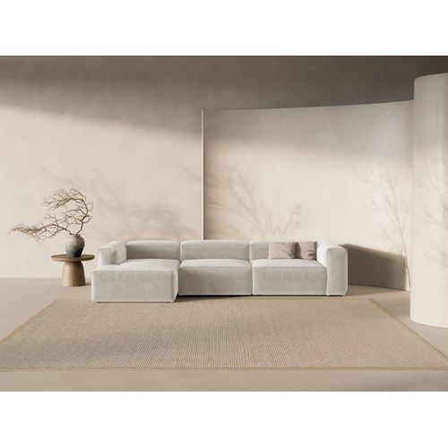 Canapé D'angle Gauche 4 Places Tissu Structurel Beige