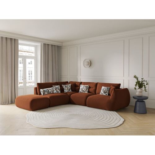 Canapé D'angle Gauche Modulable 7 Places Tissu Structurel Brique