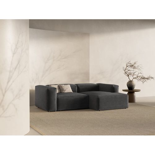 Canapé D'angle Droit 2 Places Tissu Structurel Graphite