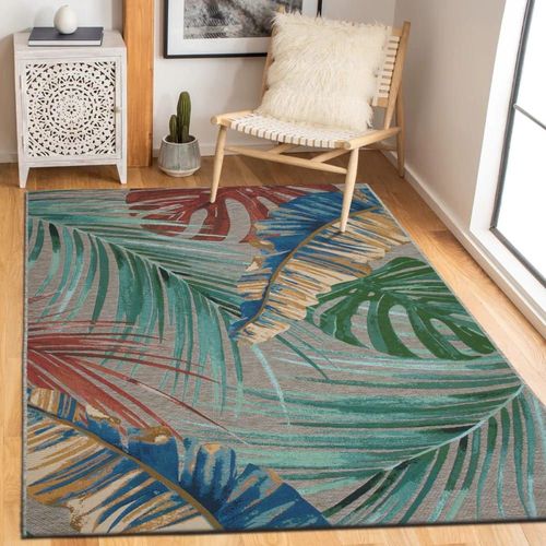 Tapis Intérieur Extérieur Feuilles Rouge Multicolore 200x290