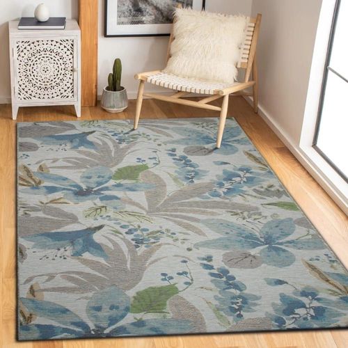 Tapis Intérieur Extérieur Fleurs Bleu Multicolore 123x180