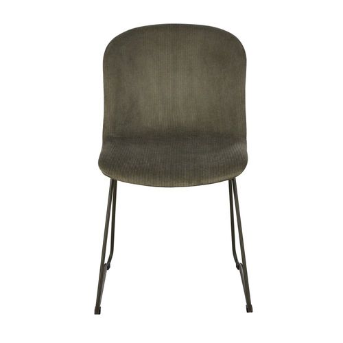 Chaise En Velours Côtelé Et Acier Vert Kaki