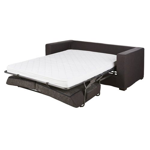 Canapé Convertible 2/3 Places En Textile Tramé Gris Anthracite, Matelas 12 Cm