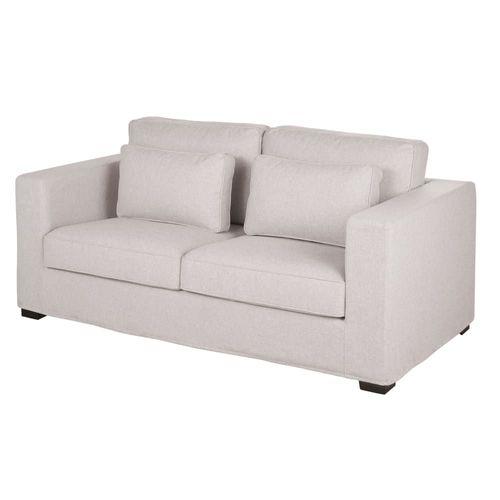 Canapé Convertible 2/3 Places En Textile Tramé Gris Clair Chiné, Matelas 12 Cm