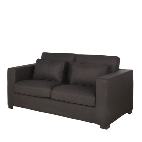 Canapé Convertible 2/3 Places En Textile Tramé Gris Anthracite, Matelas 6 Cm