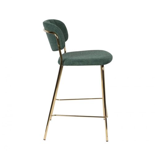 Tabouret De Comptoir En Velours Vert Avec Structure Dorée