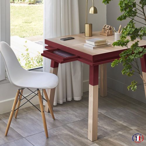 Bureau Carré Avec Tiroir 90 Cm, 100% Frêne Massif
