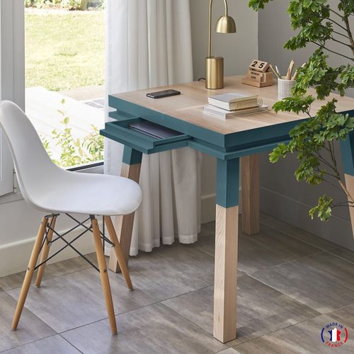 Bureau Carré Avec Tiroir 90 Cm, 100% Frêne Massif