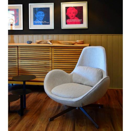 Fauteuil Rotatif En Tissu Chiné Beige