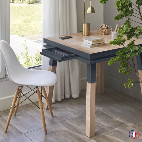 Bureau Carré Avec Tiroir 90 Cm, 100% Frêne Massif