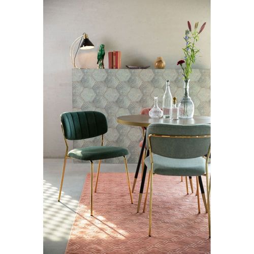 Chaise De Repas En Tissu Vert Clair Avec Pieds Dorés
