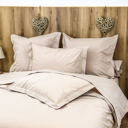 Drap Housse Uni 200 Fils En De Coton Beige Foncé 140x190 Cm