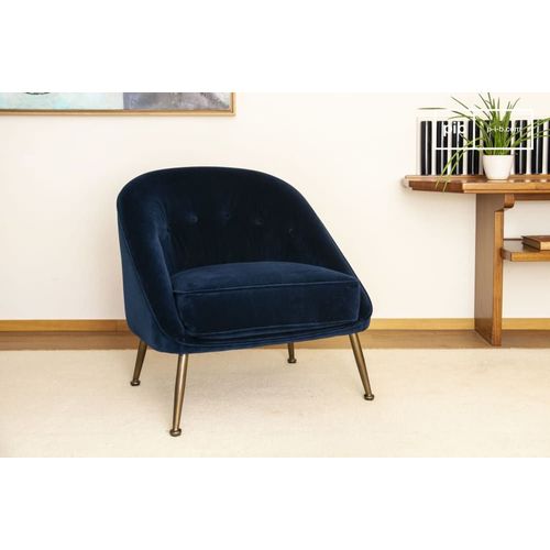 Fauteuil Crapaud En Velours Bleu