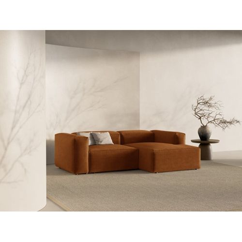 Canapé D'angle Droit 2 Places Tissu Structurel Gris Brun