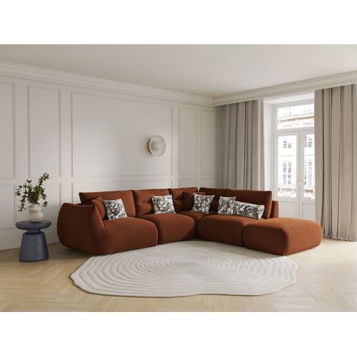Canapé D'angle Droit Modulable 7 Places Tissu Structurel Brique