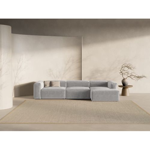 Canapé D'angle Droit 4 Places Tissu Structurel Gris Clair