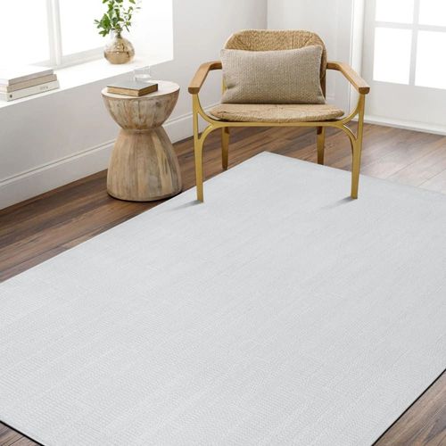 Tapis Aspect Jute À Motif Lignes Blanc Ivoire 160x225