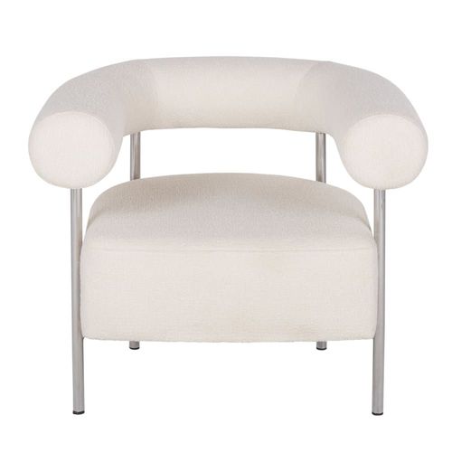 Fauteuil Écru Et Acier Chromé