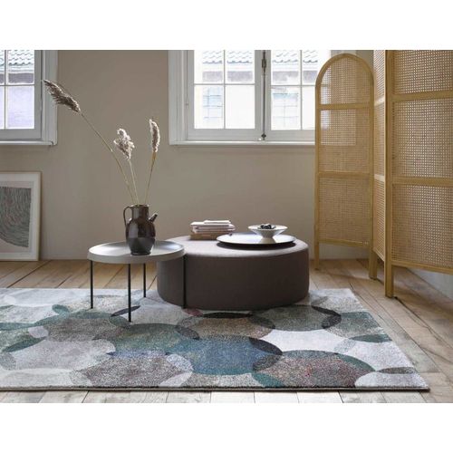 Tapis Motif Cercles Vintage Vert/Gris Pour Salon, Chambre 290x200