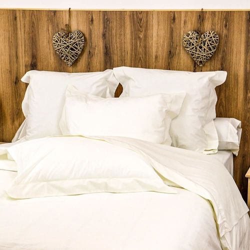 Drap Housse Uni 200 Fils En De Coton Ivoire 180x200 Cm