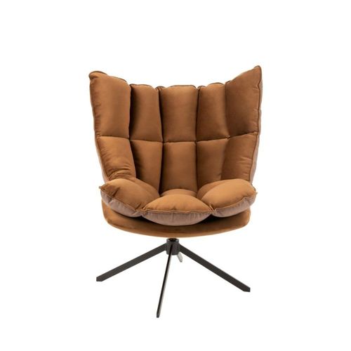 Fauteuil Pivotant Rembourré En Tissu Marron