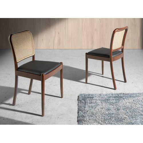 Chaise En Simili Cuir Et Rotin