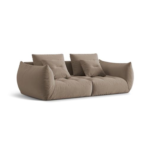 Canapé Modulaire 3 Places En Velours Marron Clair