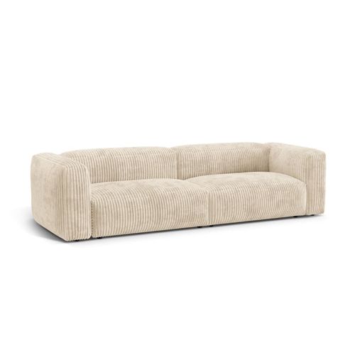 Canapé Modulaire 4 Places En Velours Côtelé Beige Clair