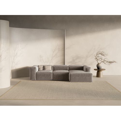 Canapé D'angle Droit 3 Places Tissu Structurel Cappuccino