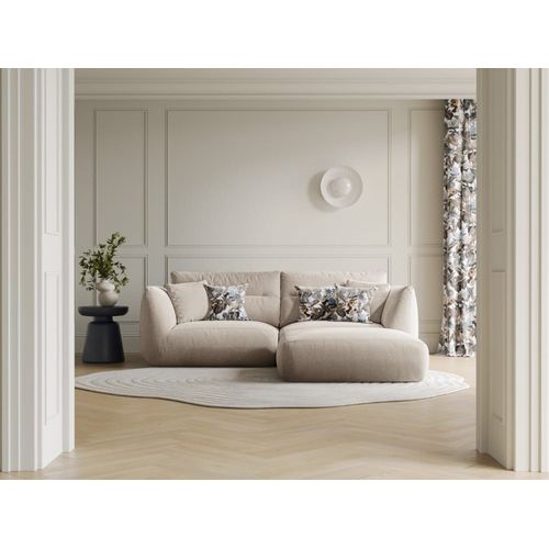 Canapé D'angle Modulaire 3 Places Tissu Structurel Beige Clair