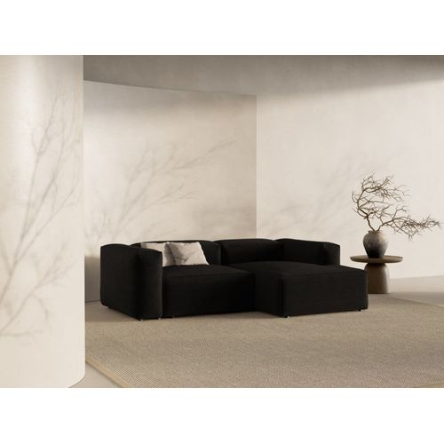 Canapé D'angle Droit 2 Places Tissu Structurel Noir
