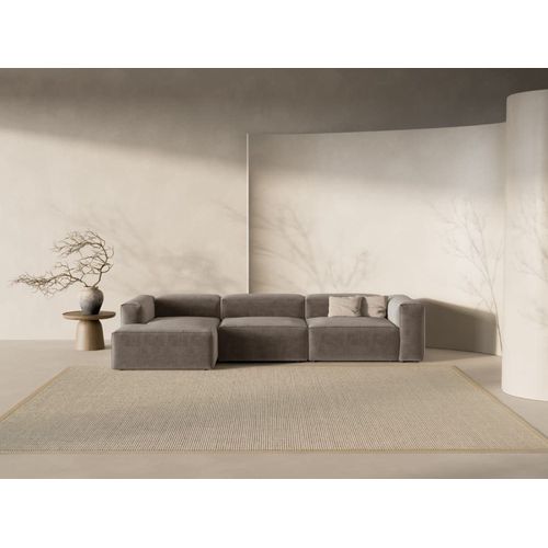 Canapé D'angle Gauche 4 Places Tissu Structurel Cappuccino