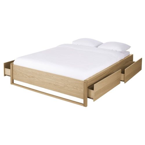 Lit 4 Tiroirs Beige L170 Avec Sommier À Lattes