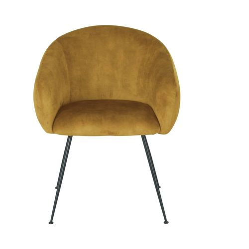 Fauteuil De Table En Velours Ocre