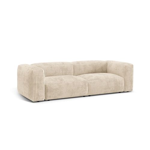 Canapé Modulaire 3 Places En Velours Côtelé Beige Clair