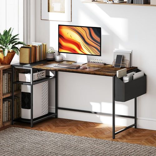 Bureau D'ordinateur Étagères Réversibles Sac En Tissu Marron