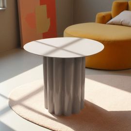 Table Basse Ronde En Aluminium Ø64cm - Beige