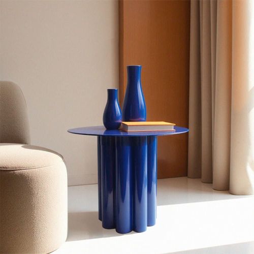 Table D'appoint Ronde En Aluminium Ø43cm - Bleu