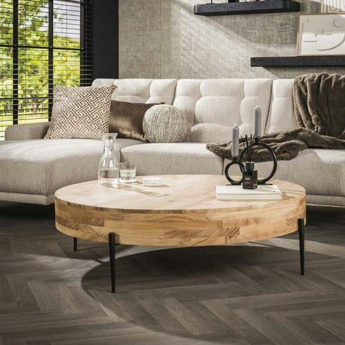 Table Basse Ronde 120 Cm En Bois Massif Style Contemporain