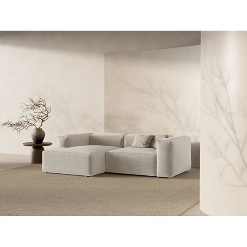Canapé D'angle Gauche 2 Places Tissu Structurel Beige