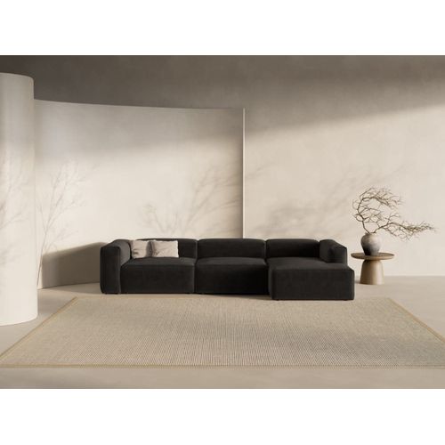 Canapé D'angle Droit 4 Places Tissu Structurel Noir