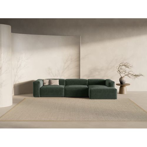 Canapé D'angle Droit 4 Places Tissu Structurel Vert Mousse
