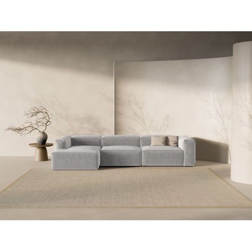 Canapé D'angle Gauche 4 Places Tissu Structurel Gris Clair