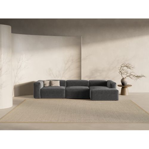 Canapé D'angle Droit 4 Places Tissu Structurel Graphite