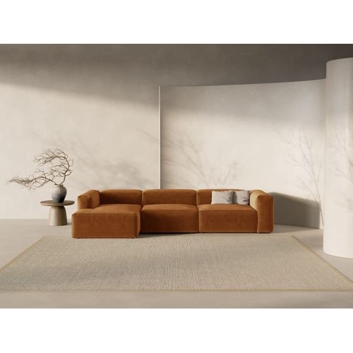Canapé D'angle Gauche 4 Places Tissu Structurel Gris Brun