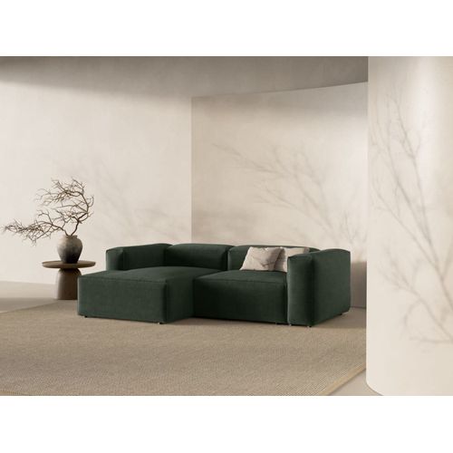 Canapé D'angle Gauche 2 Places Tissu Structurel Vert Mousse