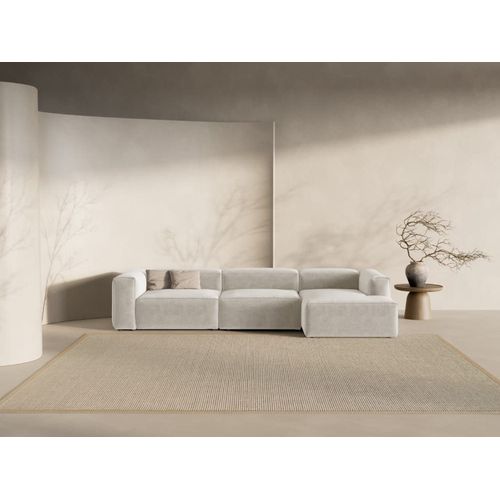 Canapé D'angle Droit 4 Places Tissu Structurel Beige