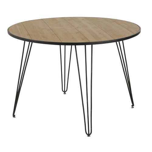 Table À Manger Ronde Beige Et Noire 4/5 Personnes D110