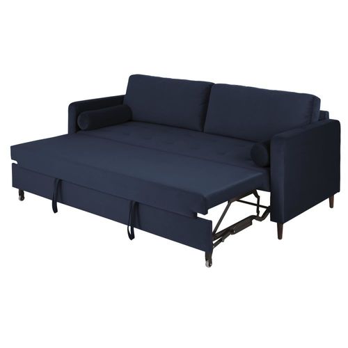Canapé Convertible 3/4 Places En Velours Bleu Nuit
