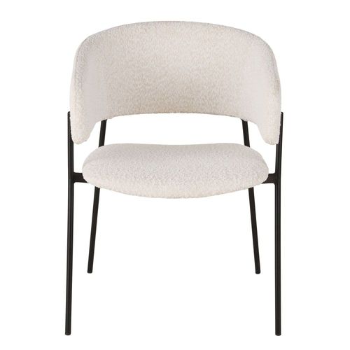 Fauteuil De Table En Tissu Bouclettes Recyclé Écru